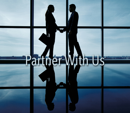 Partner With US - Silhouette of partners shaking hands