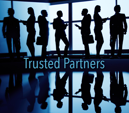 Trusted Partners - Silhouette of partners all talking together