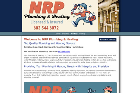 NRP Plumbing & Heating Sample Home Page